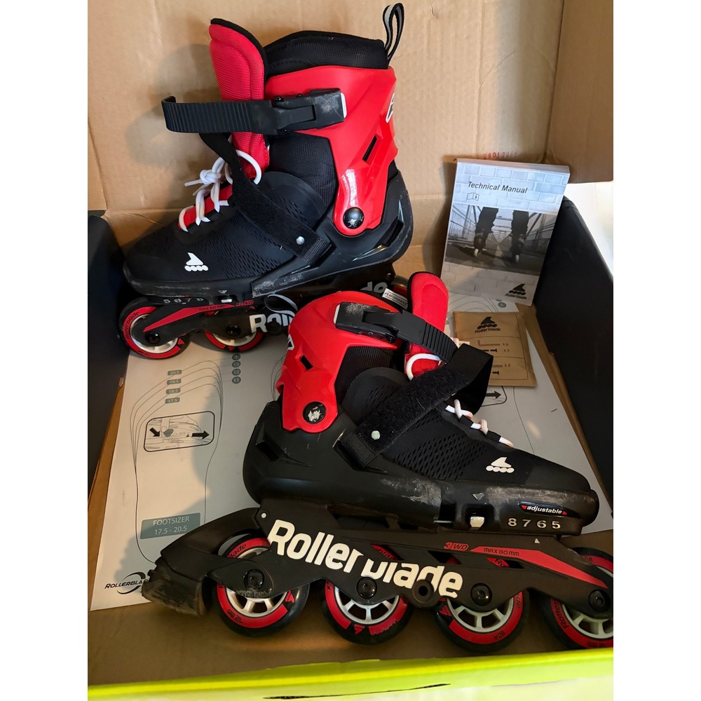 Rollerblade Microblade Inline Skates Red Adjustable Youth 5 6 7 8 Black Red